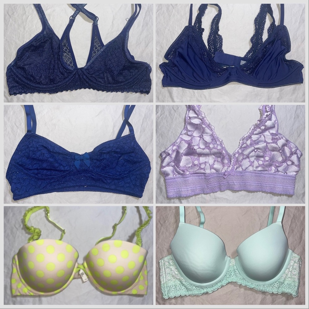 Lot of 6 Pre-Loved aerie 36b/Medium Bras/Bralettes